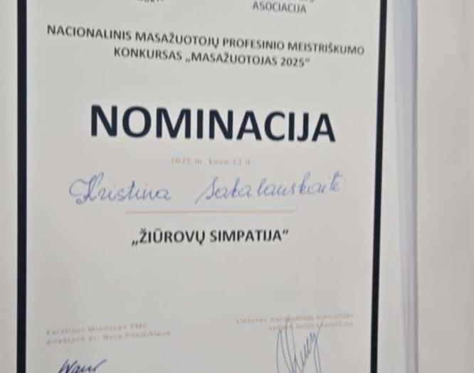 „Žiūrovų simpatijos“ nominacija masažuotojų konkurse! 