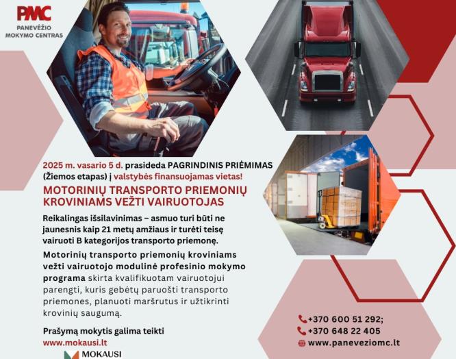 MOTORINIŲ TRANSPORTO PRIEMONIŲ KROVINIAMS VEŽTI VAIRUOTOJAS